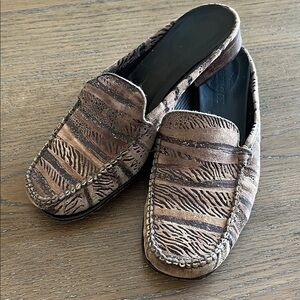 Sesto Meucci Animal Print Brown Patterned Mules Size 7.5W